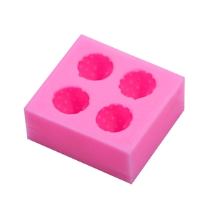 Pink 3D strawberry silicone mold with four cavities for chocolate cake decorating
