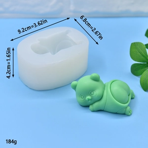 Detail view of panda silicone mold showing exact dimensions and 184g weight for DIY soap