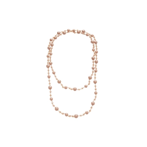 Elegant French vintage double-layer necklace with rose gold pearls and amber crystals