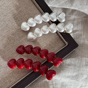 Sweet Heart Acetate Hair Clip Elegant Red White Pearlescent Duckbill Side Pin Hair Accessories For Women Daily Styling Jewelry