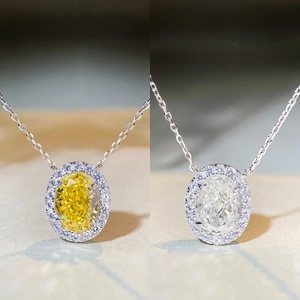 Oval Radiant Cut Simulated Diamond Halo Pendant Necklace 925 Sterling Silver Elegant Jewelry For Women