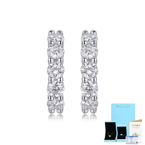 Detailed view of S925 sterling silver moissanite hoop earrings with GRA certificate