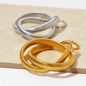 Minimalist flexible snake bone chain necklaces in gold and silver finish with lobster clasp