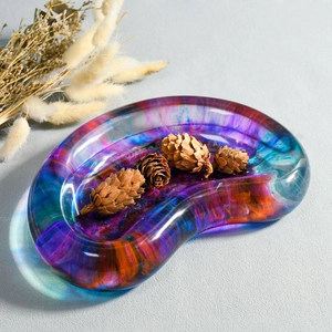 Molde de resina para bandeja de vaina de guisante con textura de mármol colorido DIY