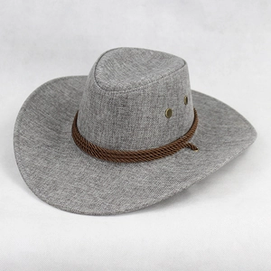 Chapeau De Cowboy Occidental À Bord Large Protection Solaire Extérieur Fedora Avec Corde Tressée Et Mentonnière Réglable
