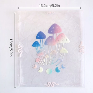Detailed view of mushroom and moon patterned suncatcher packaging with dimensions shown