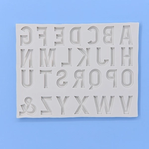 White silicone alphabet mold for DIY baking and chocolate crafts with A-Z capital letters