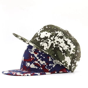 Men's hip hop digital camouflage flat brim baseball hats in green and red patterns
