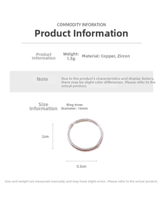 Detailed size specifications for vintage zircon ring with 16mm inner diameter