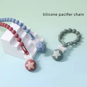 Silicone Pacifier Clip Chain Teething Toy Holder Anti Drop Strap With Star Shark Clips For Babies Infants