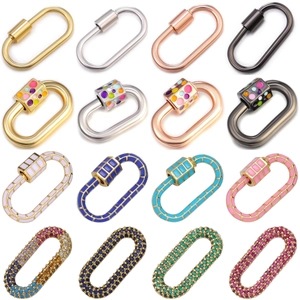Oval screw clasp assortment in gold, silver and enamel finishes for DIY jewelry making