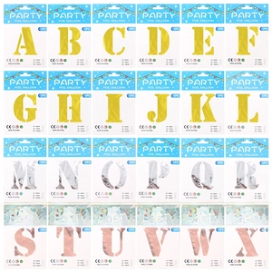 Alphabet Letter Foil Balloon Metallic Aluminum Film For Birthday Anniversary Party Decoration Glossy Gold Silver Rose Gold