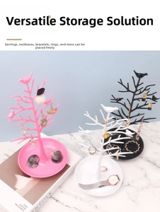 Creative bird tree jewelry organizer showing branches and base tray in three colors