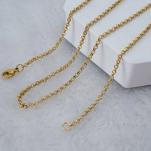 18K gold plated stainless steel rolo chain necklace with lobster clasp for jewelry