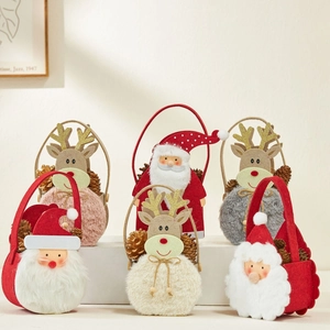 Christmas Gift Bags Santa Reindeer Felt Plush Candy Pouch Festive Party Decoration Kids Holiday Treat Handbags