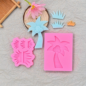 Coconut tree and grass silicone fondant mold set for DIY chocolate and cake decoration