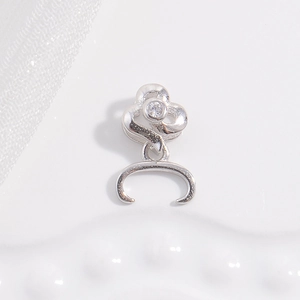 S925 sterling silver heart-shaped pendant clasp with cubic zirconia for jewelry DIY