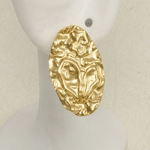 304 stainless steel textured gold studs with vintage lava crinkle design for women