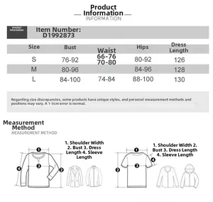Detailed size guide table for backless mesh ruffle dress with S, M, L measurements