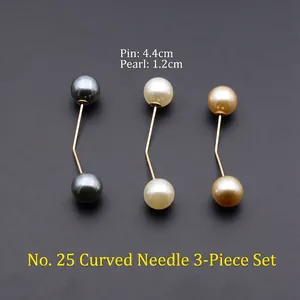 Lot de 3 broches à perles montrant une aiguille de 4,4 cm et des perles de 1,2 cm