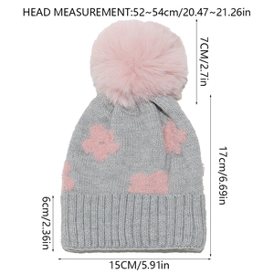 Detailed measurement guide for kids knit beanie with sizing for head circumference 52-54cm
