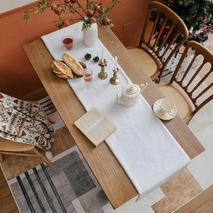White faux rabbit fur table runner for cozy Christmas and winter home dining decor