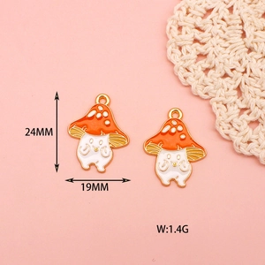 Détails des dimensions 24x19mm et du poids du pendentif champignon en émail orange