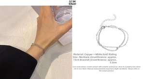 Detail of silver double-layered copper bracelet with platinum plating and sizing specs