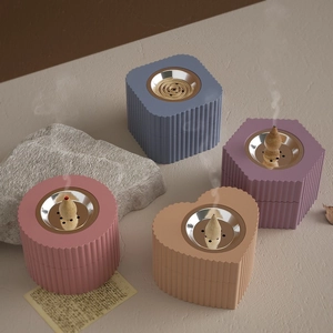 Geometrically shaped silicone aromatherapy burner set in various colors with stripe texture