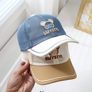 Breathable mesh baby baseball caps with cute bear ears and I LOVE YOU embroidery