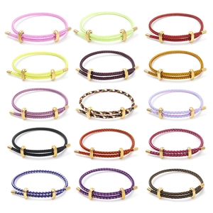 Adjustable 3mm steel wire rope bracelets in fifteen assorted colors with gold metal clasps