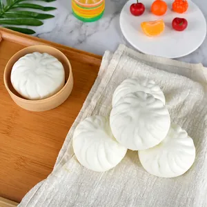 Simulation Steamed Bun Slow Rebound PU Foam Squeeze Toy Stress Relief Novelty White Soft Sensory Hand Toy Food Model