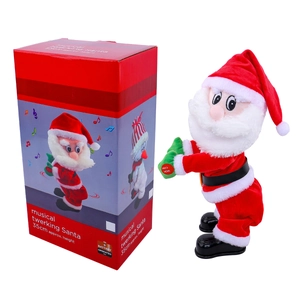 Musikalische twerkende Weihnachtsmann Plüschfigur 35cm mit Geschenkbox und Batteriebetrieb
