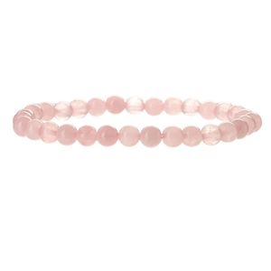 Bracelet extensible en perles d'agate rose naturelle de 6mm sur fond blanc pur