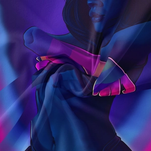 Detail eines böhmischen Wandteppichs mit lebendiger digitaler Kunst und Neonfarben