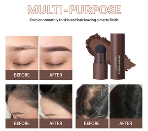 Multi-purpose eyebrow stamp with sponge head showing before and after hair line filling effect