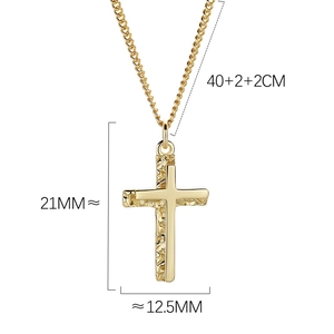 Minimalist S925 silver cross necklace with irregular rock texture in gold finish
