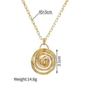 18k gold plated stainless steel spiral snail pendant necklace for women with 45cm chain