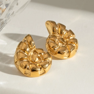 Orecchini A Conchiglia In Acciaio Inossidabile Da Donna Placcati In Oro 18K Borchie Nautilus Gioielli Ipoallergenici Impermeabili