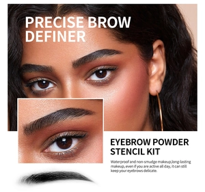 Waterproof eyebrow powder stencil kit showing precise brow definer and long-lasting effect