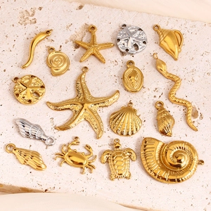 Ocean Sea Life Charms Stainless Steel Starfish Shell Turtle Crab Pendant DIY Jewelry Making Accessories Waterproof Hypoallergenic
