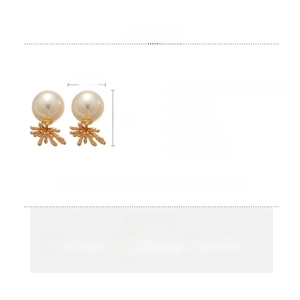 Detailed spec sheet showing pearl firework earrings with copper and zircon dimensions