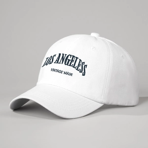 White vintage Los Angeles embroidered baseball cap made of premium cotton twill