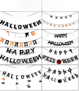 Banners de Halloween con calabazas y fantasmas en estilos no tejidos naranja y negro