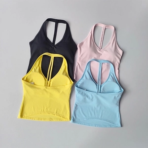 Brassière de sport licou rembourrée pour femme en quatre couleurs pour le yoga