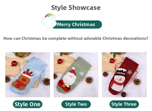 Detailed view of linen Christmas wine bottle bags with reindeer, Santa and snowman designs