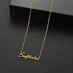 Collier minimaliste en or avec pendentif signe Sagittaire en acier inoxydable fin