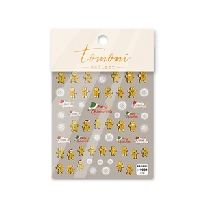 Christmas gingerbread man and snowflake nail art stickers on a white background