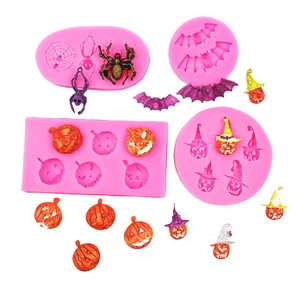 Halloween silicone molds set for DIY fondant pumpkins spiders and bats crafts