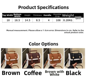 Detailed size specifications and color options for the vintage faux fur crossbody bag
